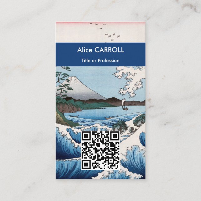 Hiroshige - Sea off Satta, Suruga - QR Code Business Card (Front)