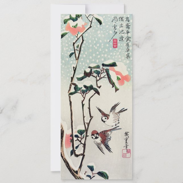 Hiroshige Sparrows and Camellias in the Snow (Front)