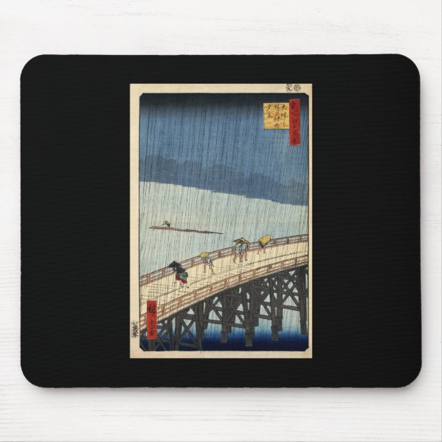 Hiroshige Sudden shower over Shin-Ōhashi bridge Mouse Pad (Front)