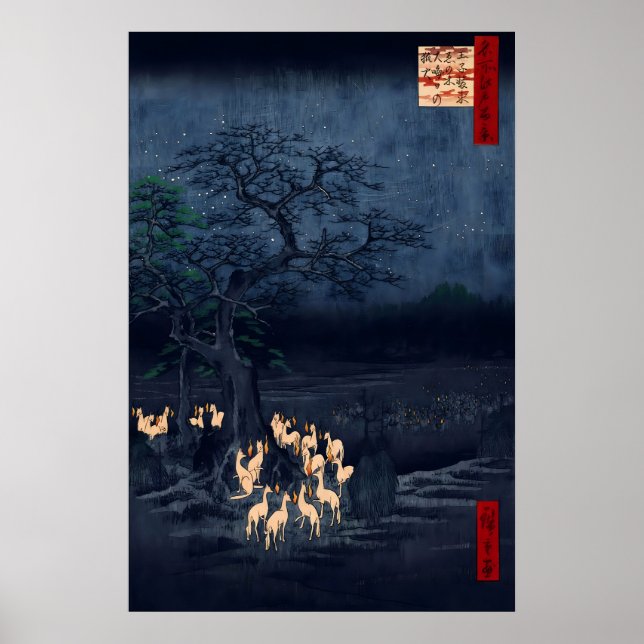 Hiroshige Ukiyo-e Poster Foxfires at the Changing (Front)