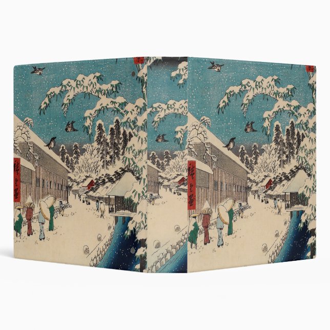 Hiroshige winter landscape japan country 3 ring binder (Background)