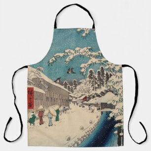 Hiroshige winter landscape japan country apron