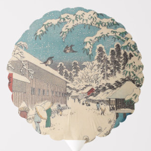 Hiroshige winter landscape japan country balloon