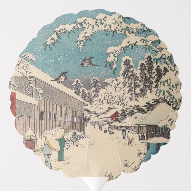 Hiroshige winter landscape japan country balloon (Front)