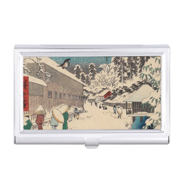 Hiroshige winter landscape japan country business card case (Front)