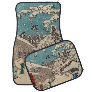 Hiroshige winter landscape japan country car floor mat