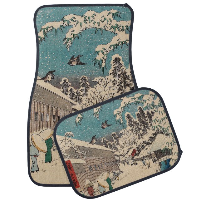 Hiroshige winter landscape japan country car floor mat (Set)