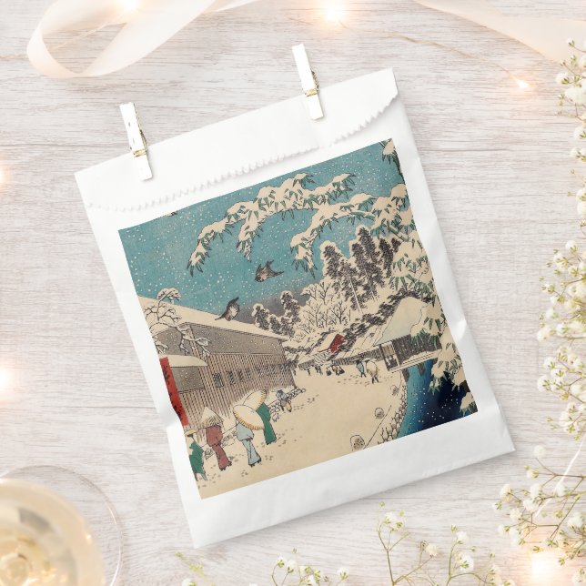 Hiroshige winter landscape japan country favor bag (Clipped)