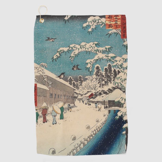 Hiroshige winter landscape japan country golf towel (Front)