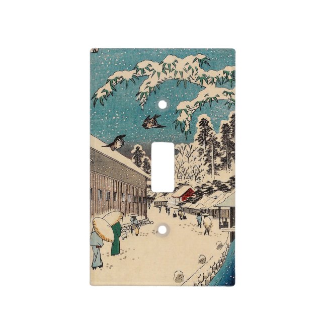 Hiroshige winter landscape japan country light switch cover (Front)