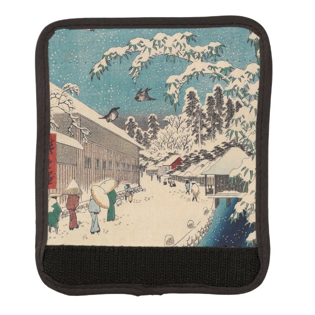 Hiroshige winter landscape japan country luggage handle wrap (Front)