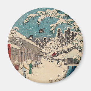Hiroshige winter landscape japan country magnet