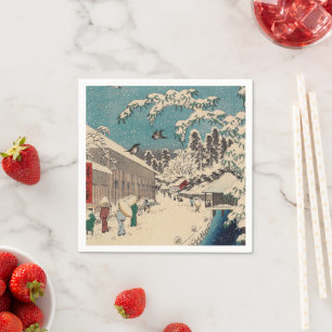 Hiroshige winter landscape japan country napkins