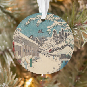 Hiroshige winter landscape japan country ornament