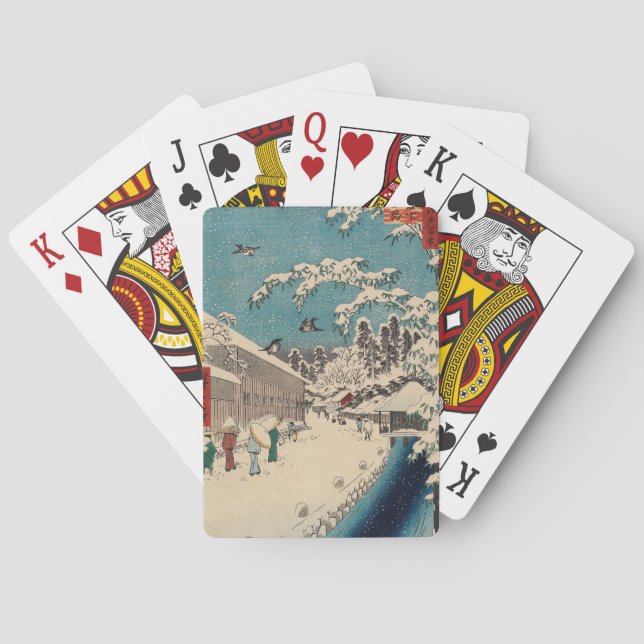 Hiroshige winter landscape japan country poker cards (Back)