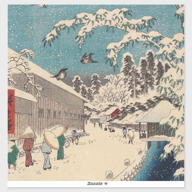 Hiroshige winter landscape japan country sticker (Sheet)