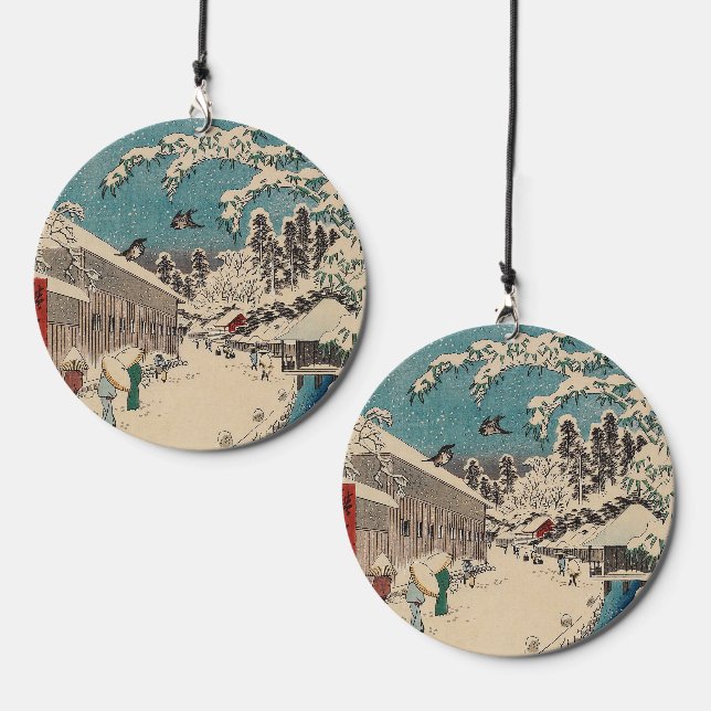 Hiroshige winter landscape japan country wind chime  (Front & Back)