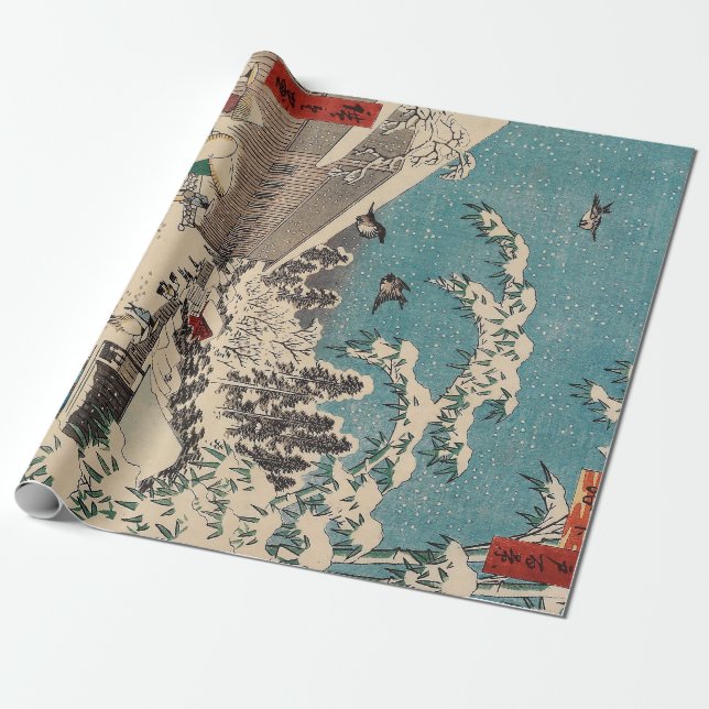 Hiroshige winter landscape japan country wrapping paper (Unrolled)