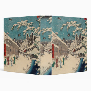 Hiroshige winter landscape japan ukiyo-e antique 3 ring binder
