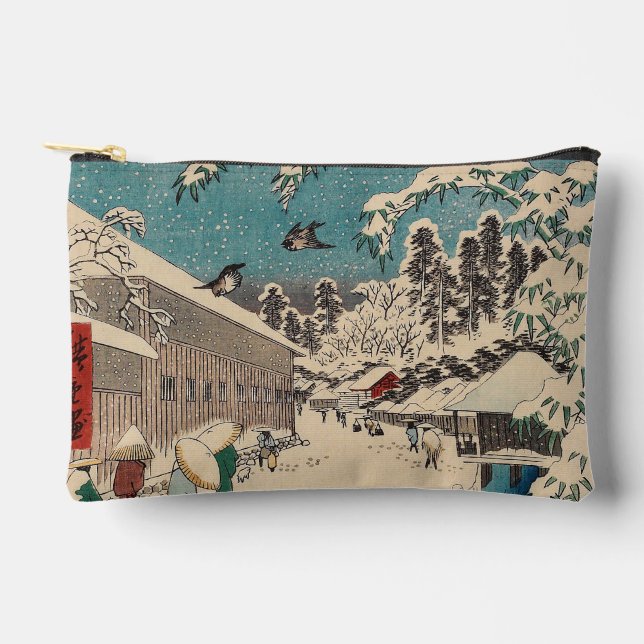 Hiroshige winter landscape japan ukiyo-e antique accessory pouch (Front)