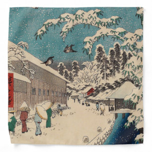 Hiroshige winter landscape japan ukiyo-e antique bandana