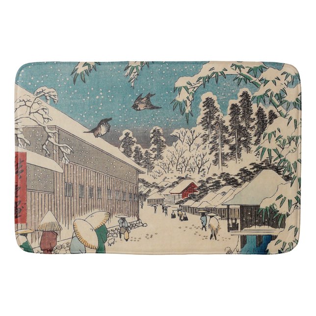 Hiroshige winter landscape japan ukiyo-e antique bath mat (Front)