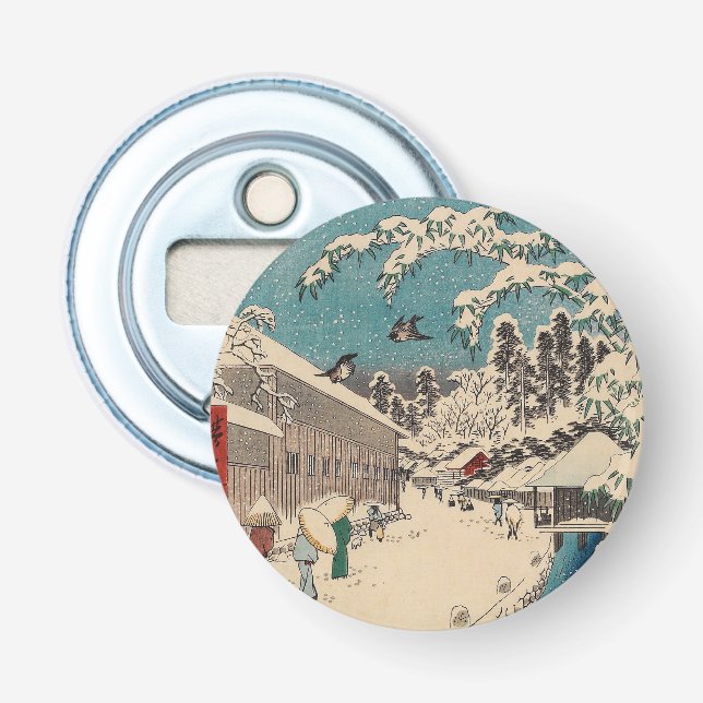 Hiroshige winter landscape japan ukiyo-e antique bottle opener (Front)