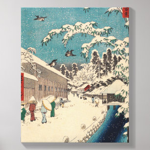 Hiroshige winter landscape japan ukiyo-e antique canvas photo tile 