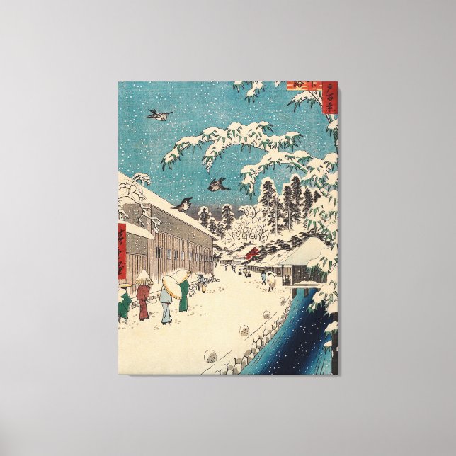 Hiroshige winter landscape japan ukiyo-e antique canvas print (Front)