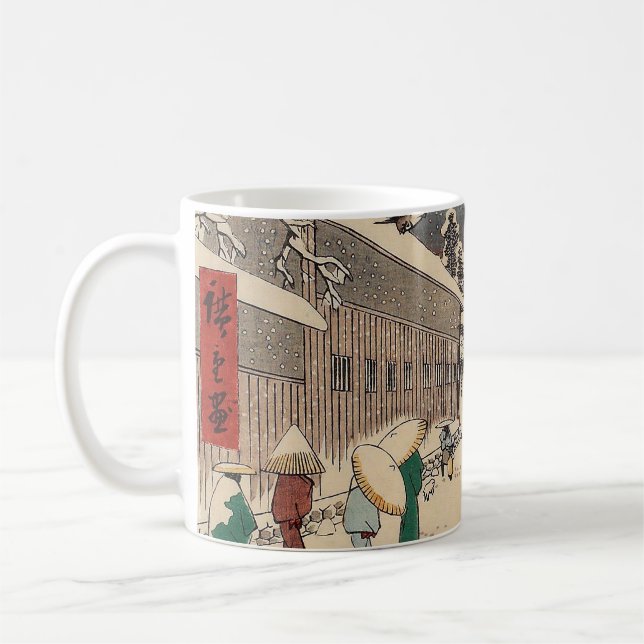 Hiroshige winter landscape japan ukiyo-e antique coffee mug (Left)