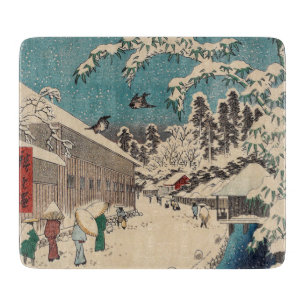 Hiroshige winter landscape japan ukiyo-e antique cutting board