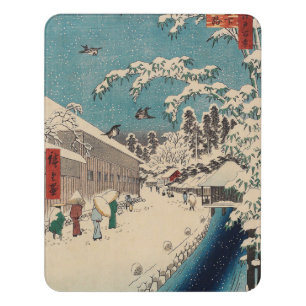 Hiroshige winter landscape japan ukiyo-e antique door sign