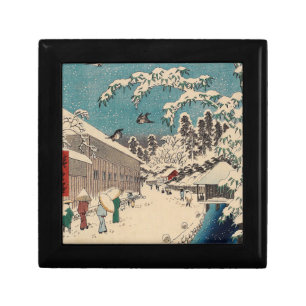 Hiroshige winter landscape japan ukiyo-e antique gift box