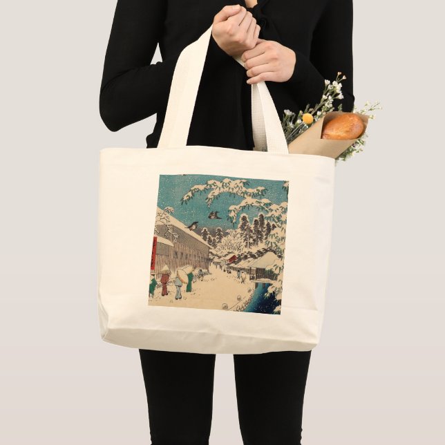Hiroshige winter landscape japan ukiyo-e antique large tote bag (Front (Product))