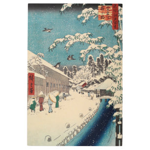 Hiroshige winter landscape japan ukiyo-e antique metal print
