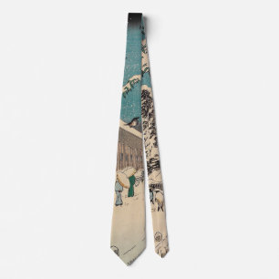 Hiroshige winter landscape japan ukiyo-e antique neck tie