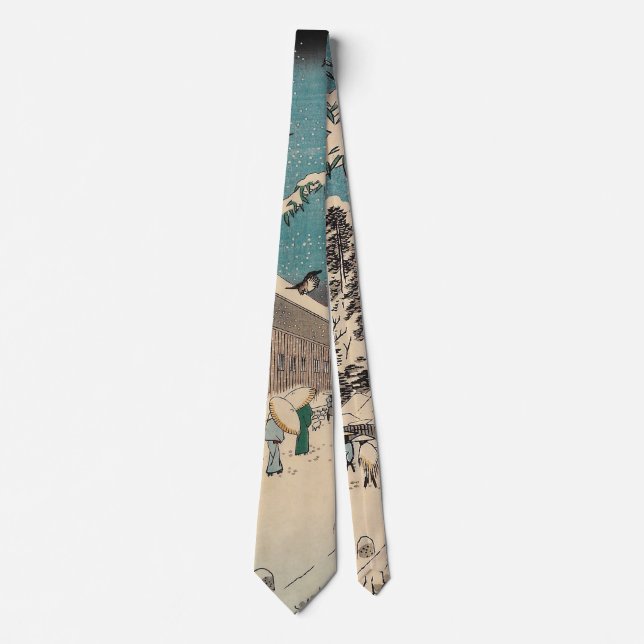 Hiroshige winter landscape japan ukiyo-e antique neck tie (Front)
