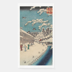 Hiroshige winter landscape japan ukiyo-e antique paper guest towels
