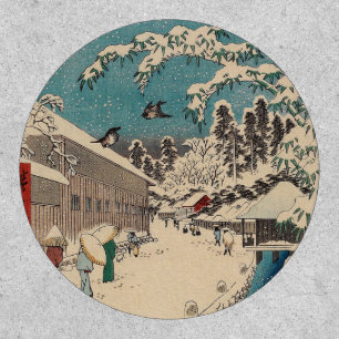 Hiroshige winter landscape japan ukiyo-e antique patch
