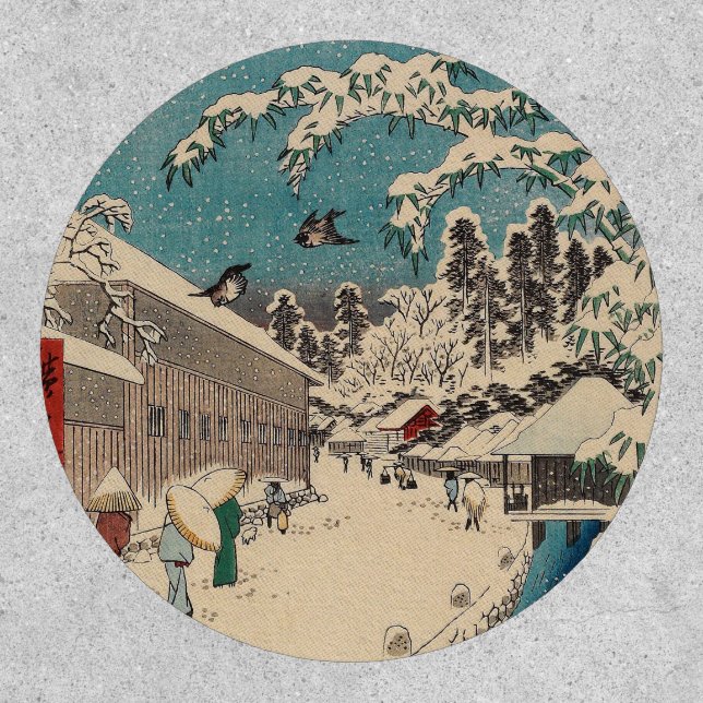Hiroshige winter landscape japan ukiyo-e antique patch (Front)