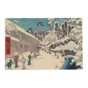 Hiroshige winter landscape japan ukiyo-e antique placemat