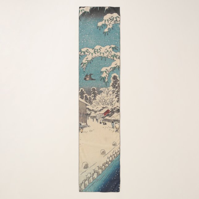 Hiroshige winter landscape japan ukiyo-e antique scarf (Front)
