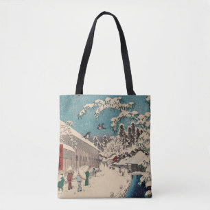 Hiroshige winter landscape japan ukiyo-e antique tote bag