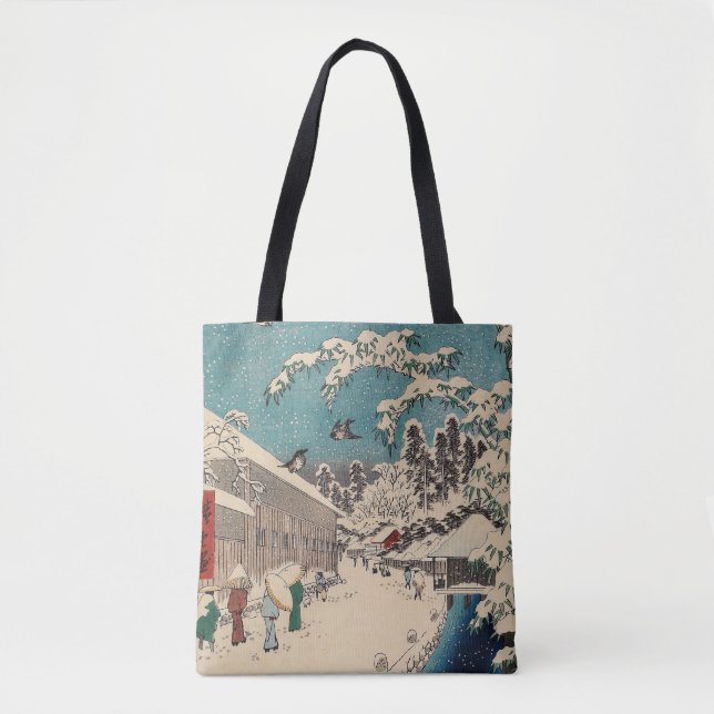 Hiroshige winter landscape japan ukiyo-e antique tote bag (Front)