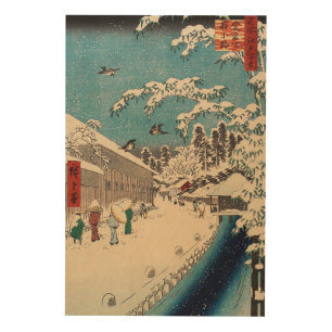 Hiroshige winter landscape japan ukiyo-e antique wood wall art