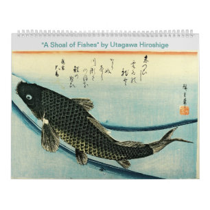 Hiroshige's A Shoal of Fishes Japanese Fish Print Calendar