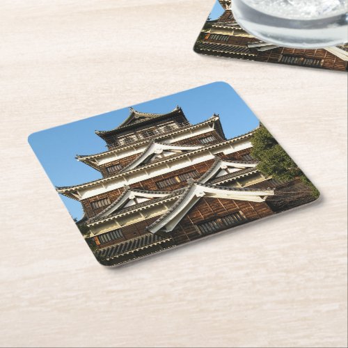 Hiroshima Castle 広島城 Hiroshima Japan Square Paper Coaster