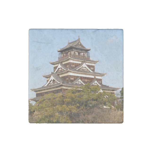 Hiroshima Castle 広島城, Hiroshima, Japan Stone Magnet (Front)