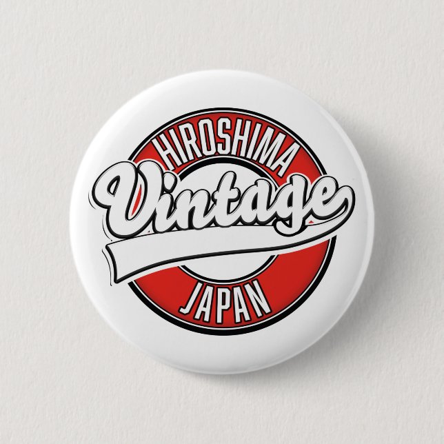 Hiroshima japan vintage style logo button (Front)