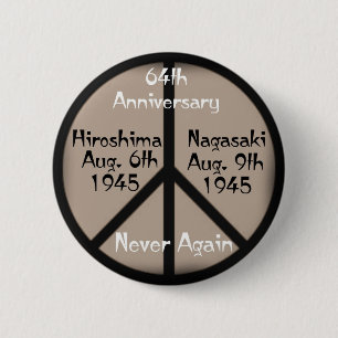 Hiroshima-Nagasaki Peace Sign Pinback Button